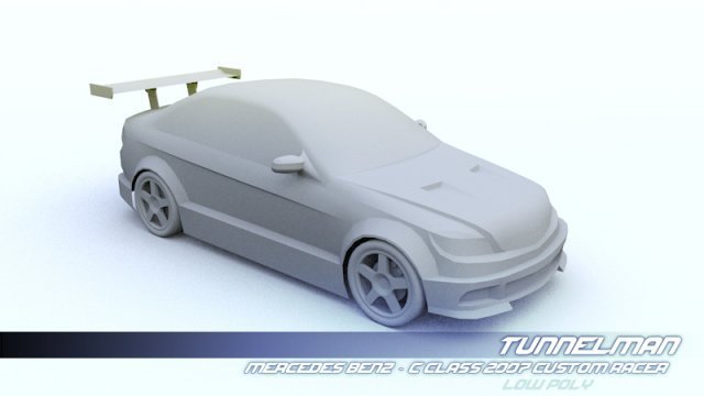 low poly mercedes benz c class 2007 custom 3D 모델 .c4d .max .obj .3ds .fbx .stl .blend 