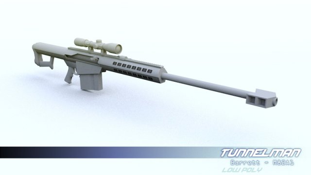 low poly barrett m82a1 Modelo 3D .c4d .max .obj .3ds .fbx .stl .blend 