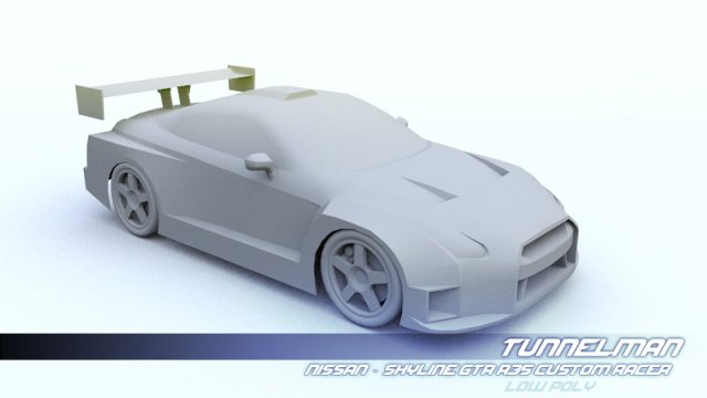 low poly nissan skyline gtr r35 custom Modello 3D .c4d .max .obj .3ds .fbx .stl .blend 