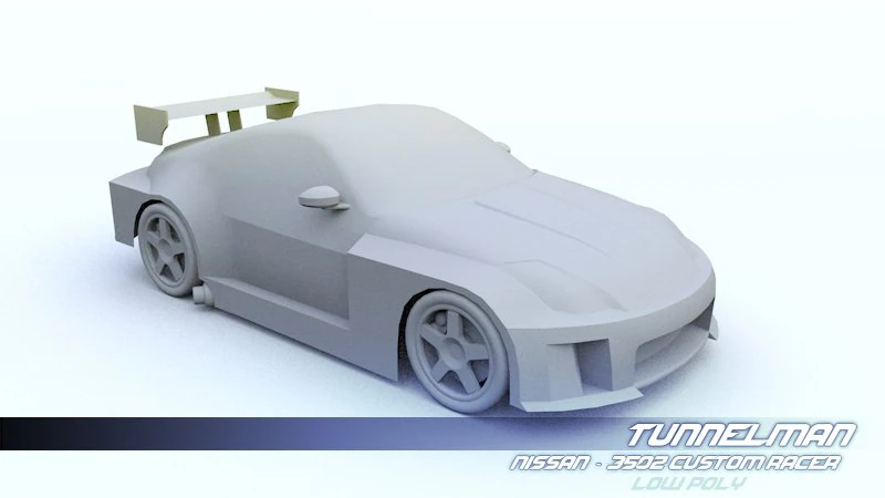 low poly nissan 350z custom 3D Model .c4d .max .obj .3ds .fbx .stl .blend