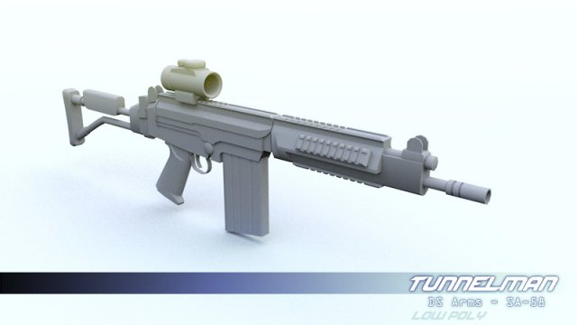 low poly ds arms sa58 or fn fal 3D मॉडल .c4d .max .obj .3ds .fbx .stl .blend 