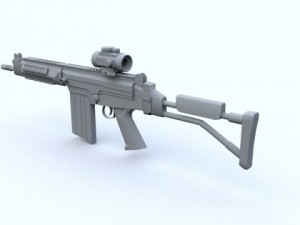 low poly ds arms sa58 or fn fal 3D मॉडल