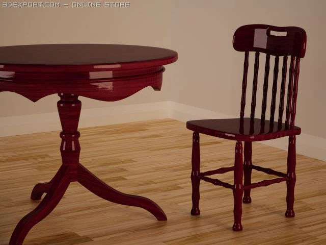 cherry table and chairs 3D Model .c4d .max .obj .3ds .fbx .stl .blend 