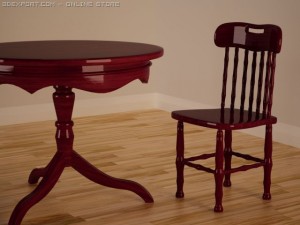 cherry table and chairs Modelo 3D