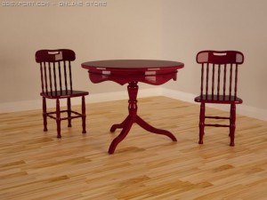 cherry table and chairs Modello 3D