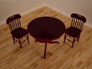 cherry table and chairs Modello 3D
