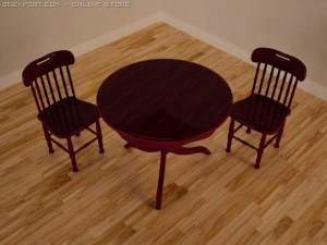 cherry table and chairs 3D Model