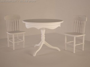 cherry table and chairs Modello 3D