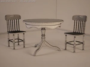 cherry table and chairs 3D Model