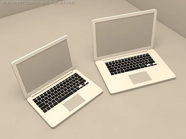 apple macbook 13 and 17 inch 3D Model .c4d .max .obj .3ds .fbx .stl .blend 
