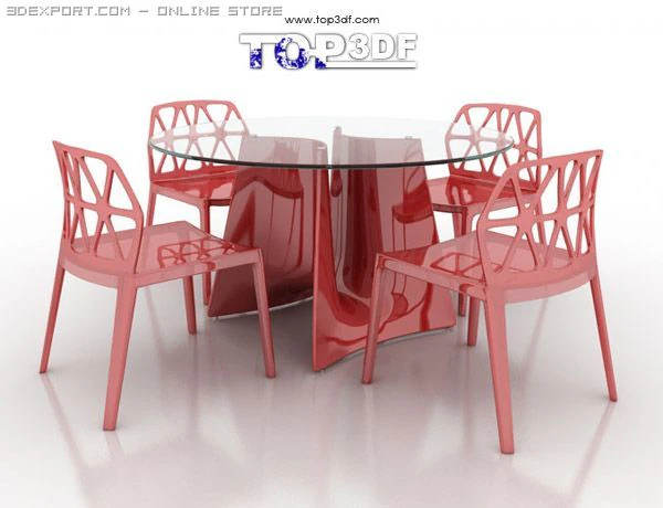 dinning chair and table 3D Model .c4d .max .obj .3ds .fbx .stl .blend