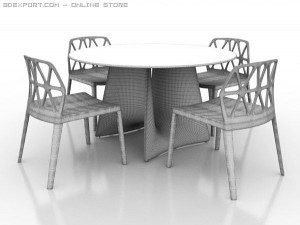 dinning chair and table 3D Model
