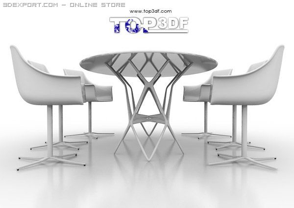 dinning chair and table 3D 모델 .c4d .max .obj .3ds .fbx .stl .blend 