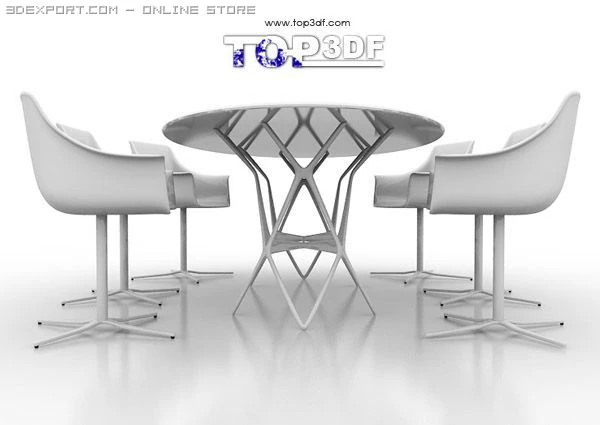 dinning chair and table 3D Model .c4d .max .obj .3ds .fbx .stl .blend 