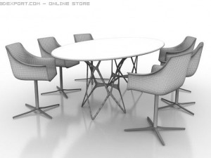 dinning chair and table 3D 모델
