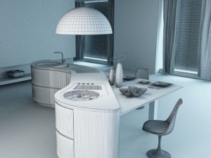 modern kitchen scene 3D Model