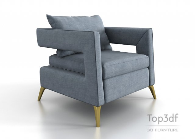 modern fabric armchair 3D Model .c4d .max .obj .3ds .fbx .stl .blend 