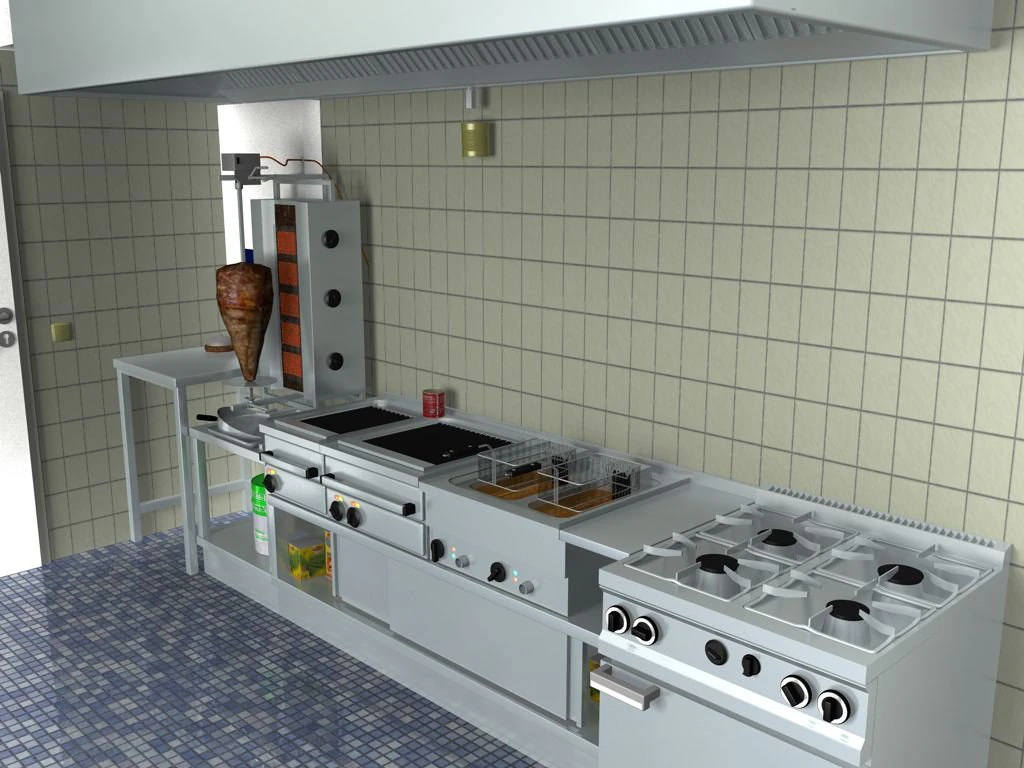 greek commercial kitchen 3D Model .c4d .max .obj .3ds .fbx .stl .blend