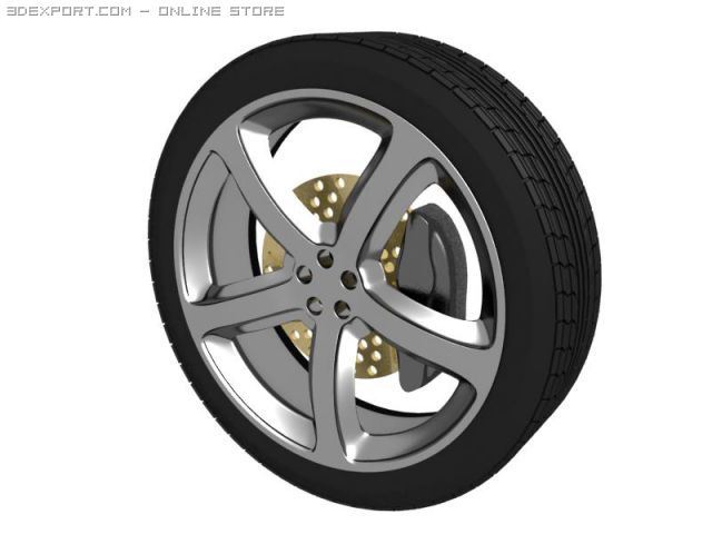 wheelrim tire brake 3D 模型 .c4d .max .obj .3ds .fbx .stl .blend 