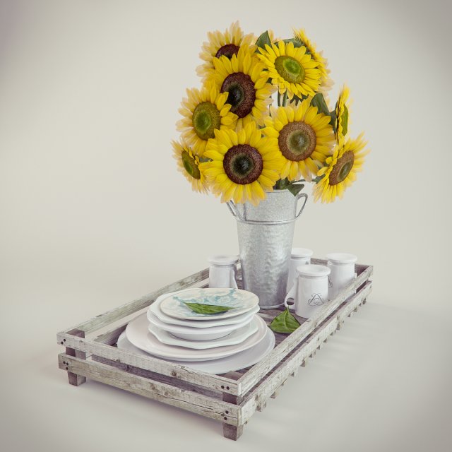 sunflowers 3D Model .c4d .max .obj .3ds .fbx .stl .blend 