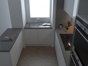 grey and white kitchen Modello 3D