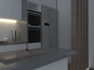 grey and white kitchen 3D 모델