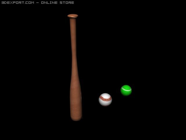 base ball bat base balltennis ball 3D Model .c4d .max .obj .3ds .fbx .stl .blend 