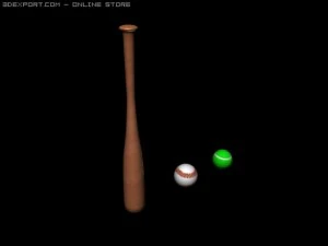Baseballschl&auml;ger Baseballtennisball 3D Modell