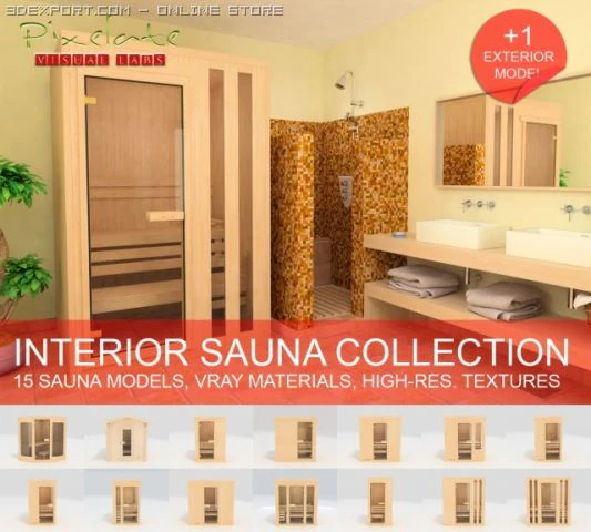 sauna collection 3D Model .c4d .max .obj .3ds .fbx .stl .blend 