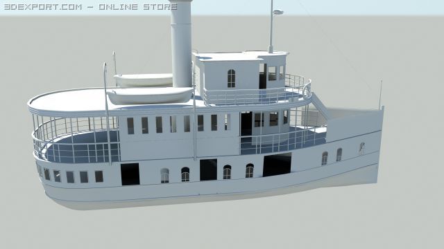 old steam ship 3D Model .c4d .max .obj .3ds .fbx .stl .blend 