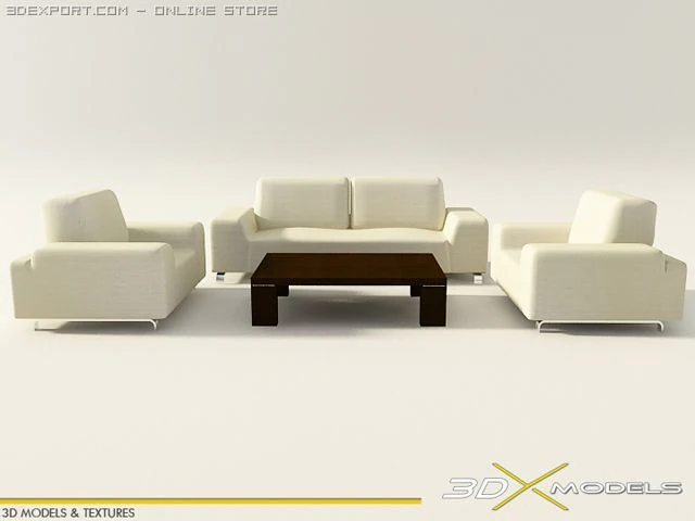 modern living 01 3D Model .c4d .max .obj .3ds .fbx .stl .blend 