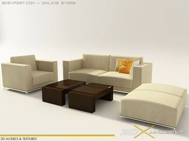 modern living 03 3D Model .c4d .max .obj .3ds .fbx .stl .blend 