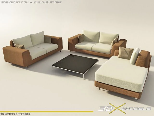 modern living 05 3D Model .c4d .max .obj .3ds .fbx .stl .blend 