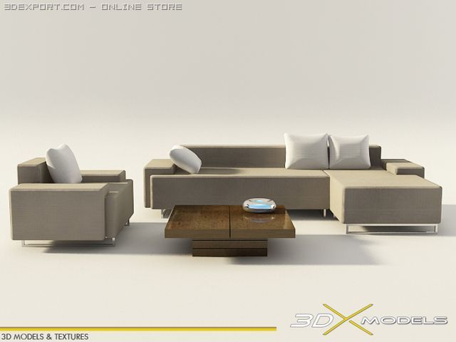 modern living 13 3D Model .c4d .max .obj .3ds .fbx .stl .blend 
