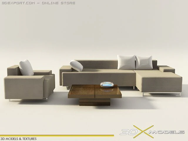 modern living 13 3D Model .c4d .max .obj .3ds .fbx .stl .blend 