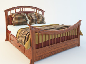 wooden bed Model 3D
