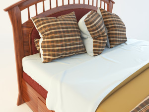 wooden bed 3D Modell