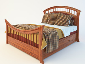 wooden bed 3D Modell