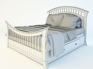 wooden bed 3D Modell
