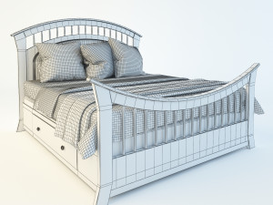 wooden bed 3D Modell