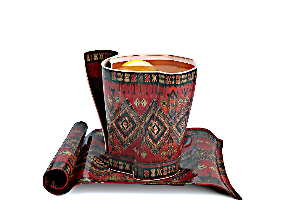 cup in the form of rolled carpet 3D Model .c4d .max .obj .3ds .fbx .stl .blend 