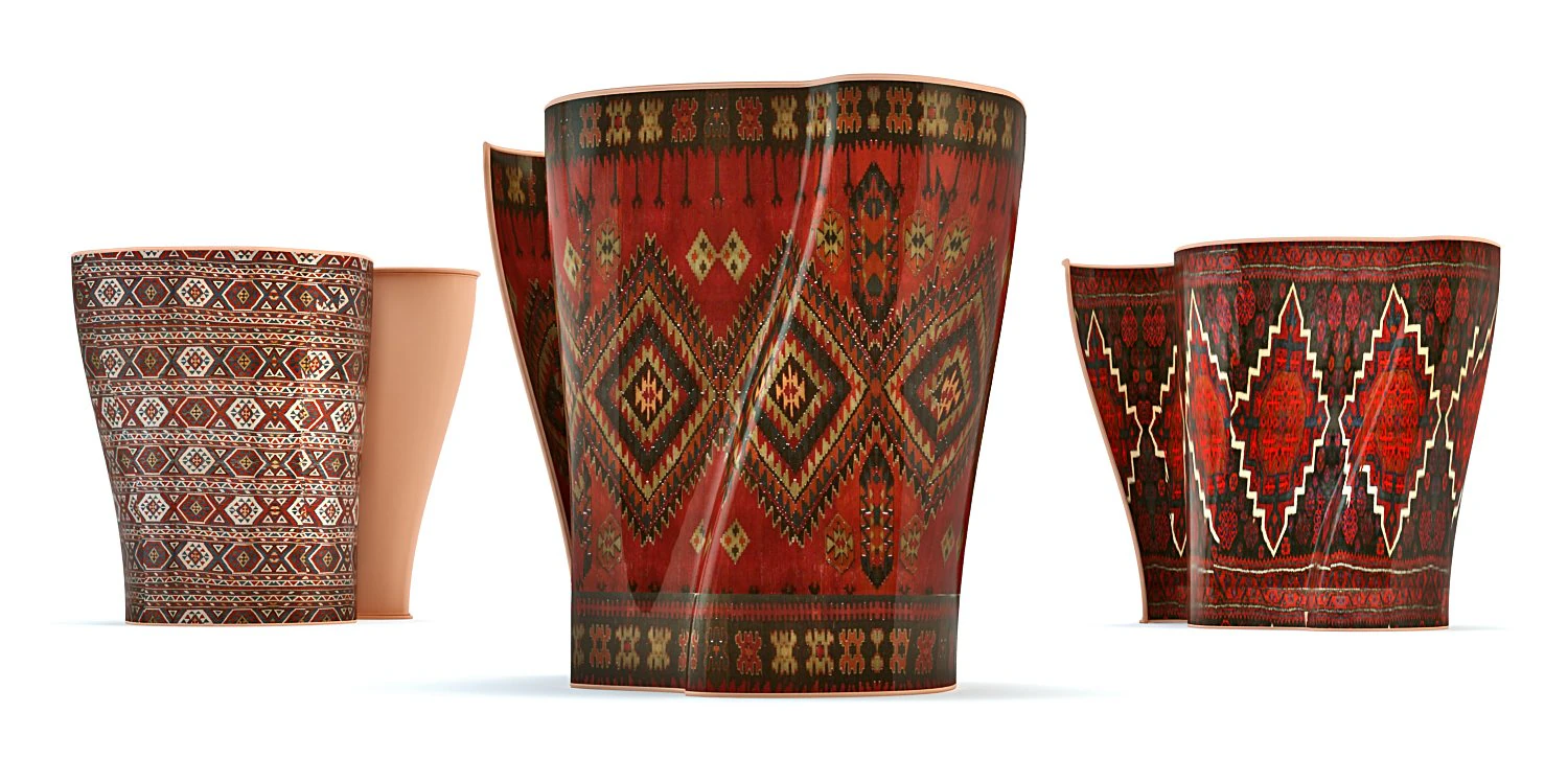 cups in the form of rolled carpet 3D Model .c4d .max .obj .3ds .fbx .stl .blend