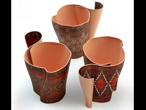 cups in the form of rolled carpet 3D Model