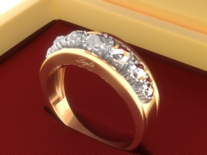 golden ring with diamonds 3D Model