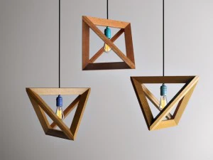 geometric wooden lampshades 3D Model