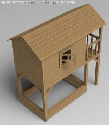 playhouse with sandbox 3D Model .c4d .max .obj .3ds .fbx .stl .blend 