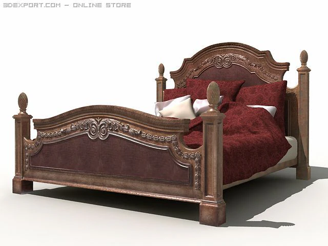 classic bed 3D Model .c4d .max .obj .3ds .fbx .stl .blend 