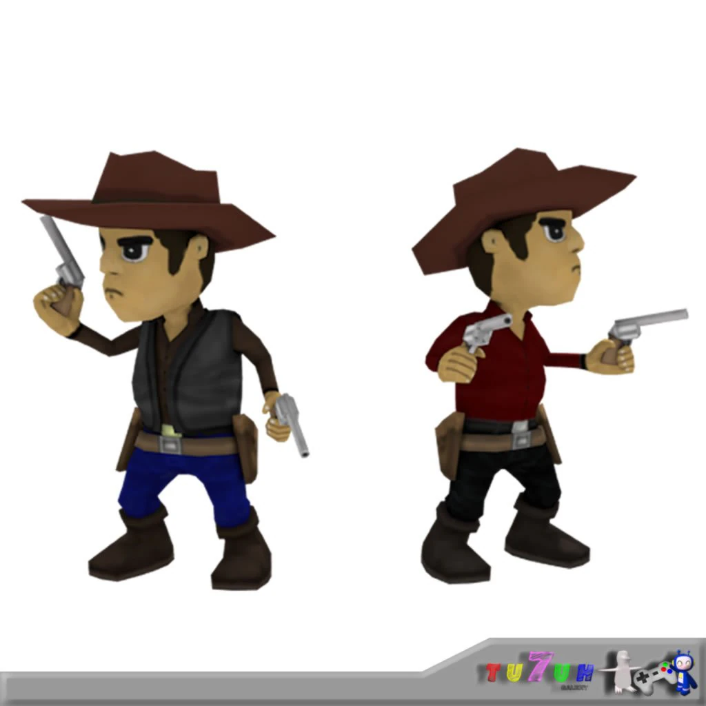 low poly cowboy 3D Model .c4d .max .obj .3ds .fbx .stl .blend 