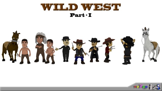 low poly wild west character pack 3D Model .c4d .max .obj .3ds .fbx .stl .blend 