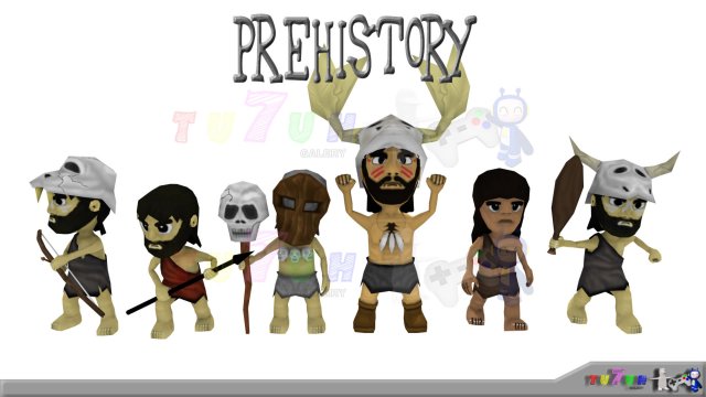 low poly prehistory character pack Model 3D .c4d .max .obj .3ds .fbx .stl .blend 